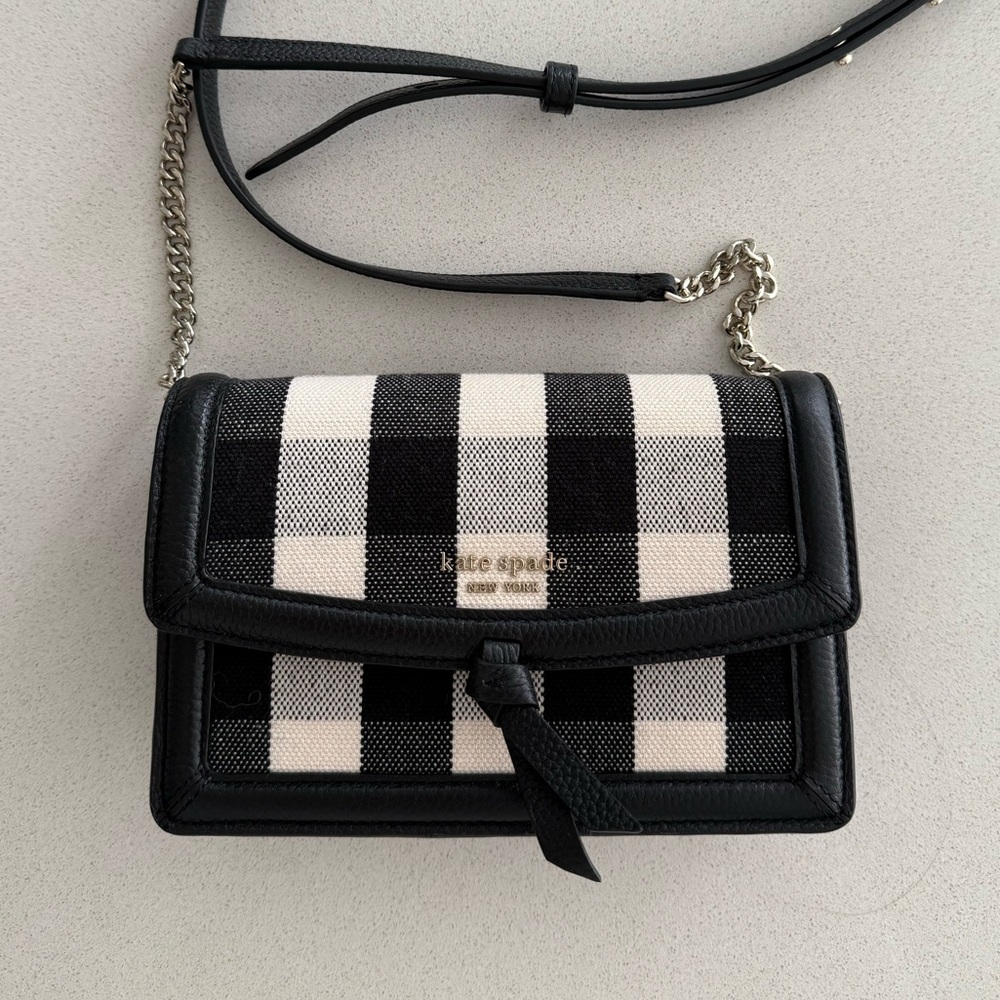 NWT Kate Spade Black and White Checkered Crossbody Bag